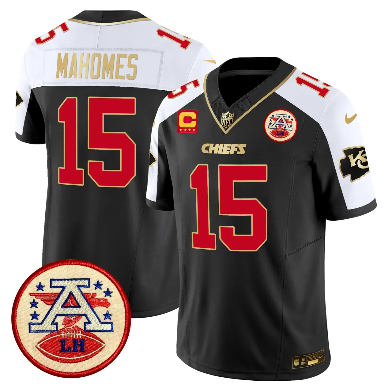 Patrick Mahomes Kansas City Chiefs Nike 2024 Lamar Hunt Patch Vapor Limited Stitched Jersey - Black