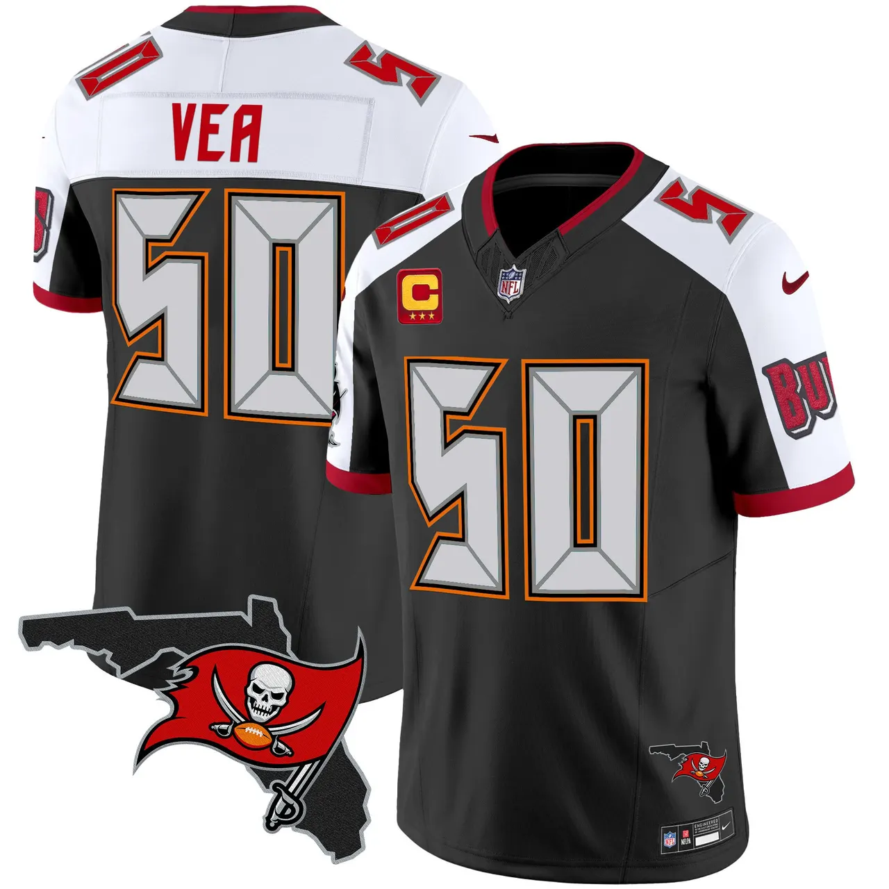 Tampa Bay Buccaneers Nike Florida Patch Vapor Limited Stitched Jersey - Anthracite - Image 5