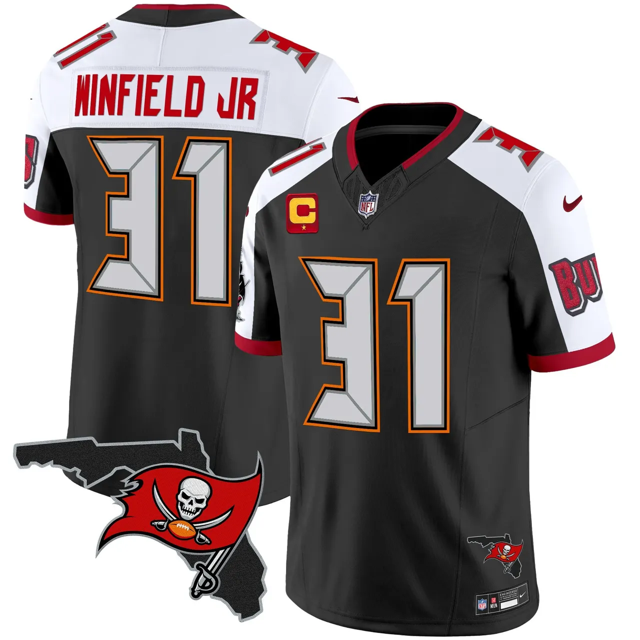 Tampa Bay Buccaneers Nike Florida Patch Vapor Limited Stitched Jersey - Anthracite - Image 6