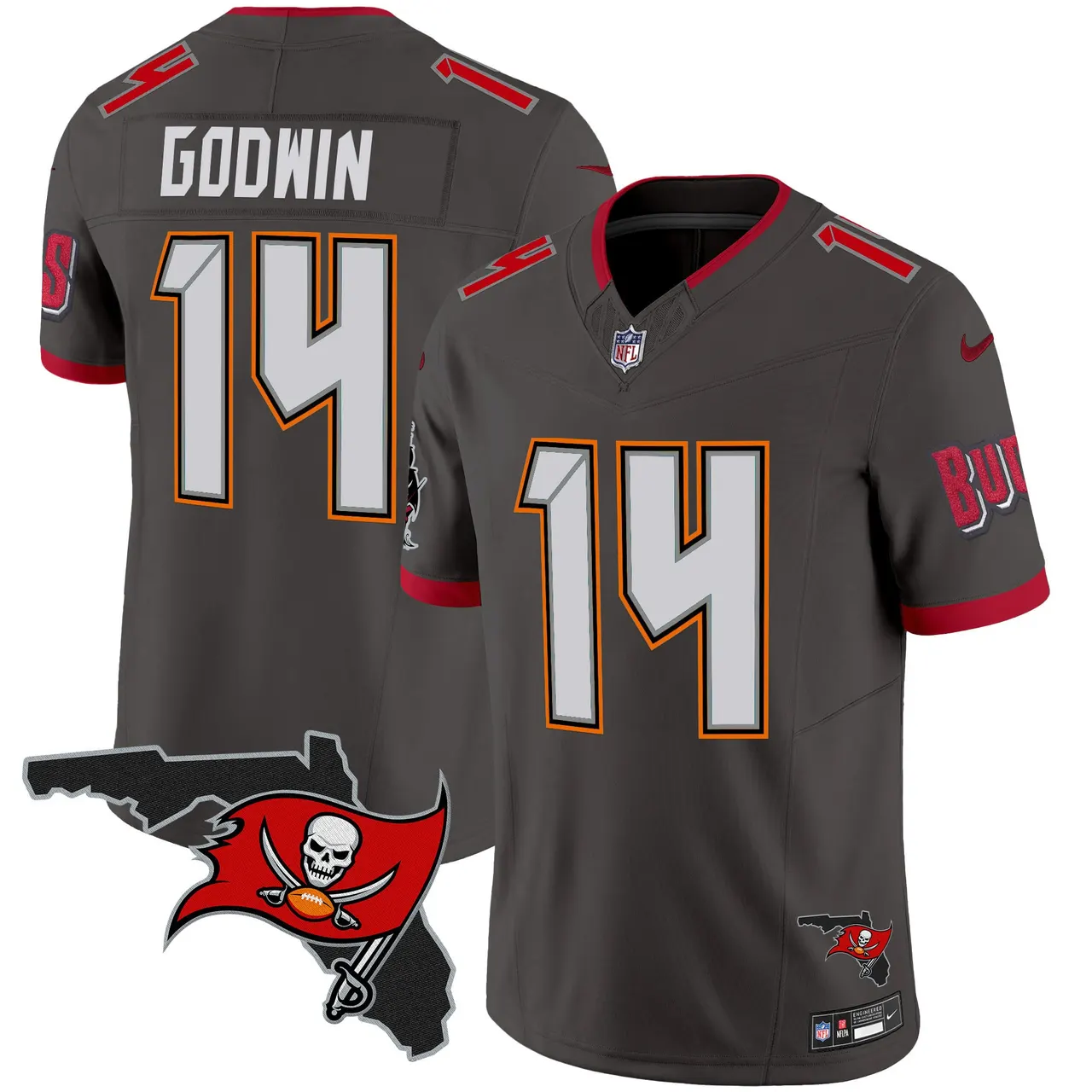 Tampa Bay Buccaneers Nike Florida Patch Vapor Limited Stitched Jersey - Anthracite - Image 31