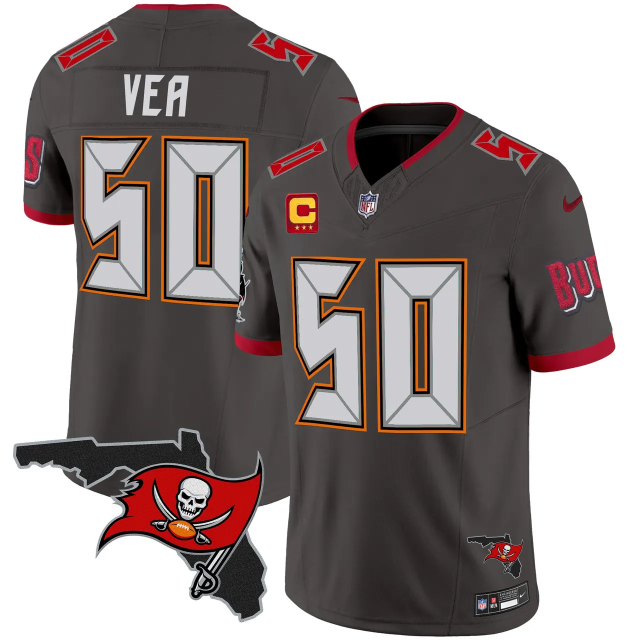 Tampa Bay Buccaneers Nike Florida Patch Vapor Limited Stitched Jersey - Anthracite - Image 33