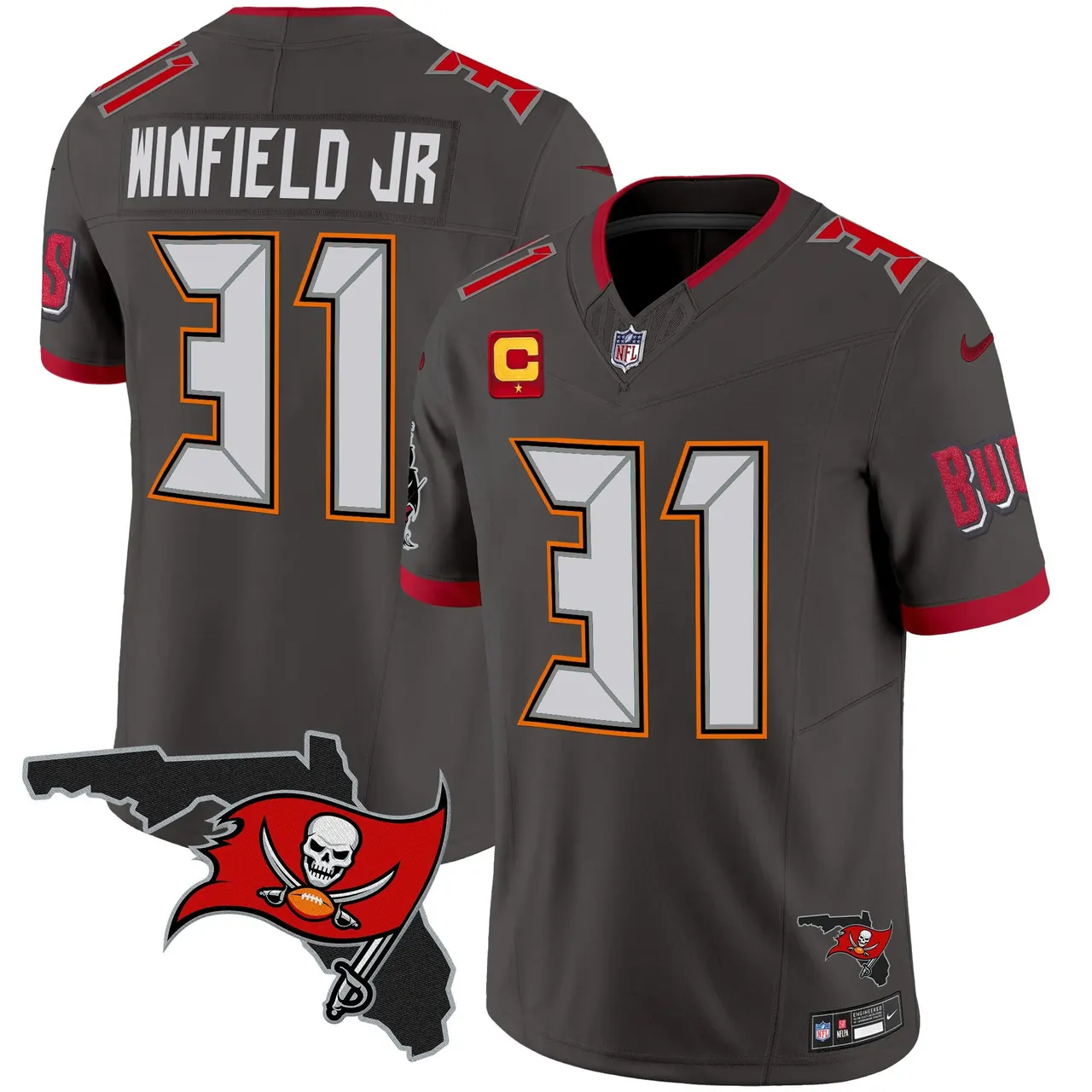 Tampa Bay Buccaneers Nike Florida Patch Vapor Limited Stitched Jersey - Anthracite - Image 34