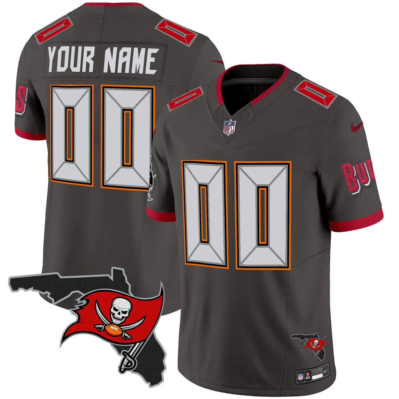 Tampa Bay Buccaneers Nike Florida Patch Vapor Custom Limited Stitched Jersey - Anthracite - Image 5