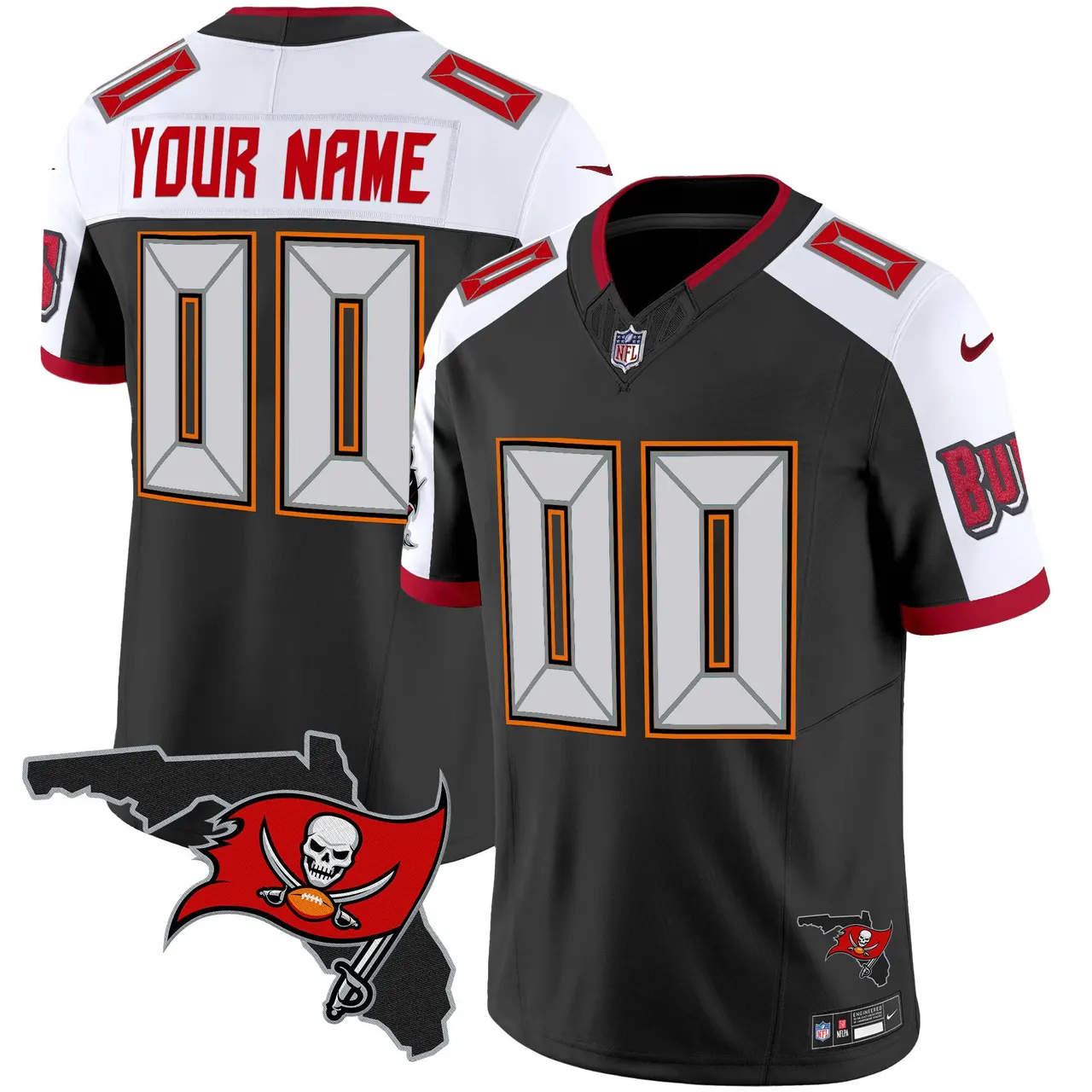 Tampa Bay Buccaneers Nike Florida Patch Vapor Custom Limited Stitched Jersey - Anthracite
