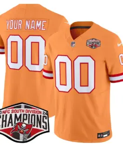 Tampa Bay Buccaneers Nike Throwback 2024 NFC South Division Champions Patch Vapor Custom Limited Stitched Jersey - Orange - Image 3