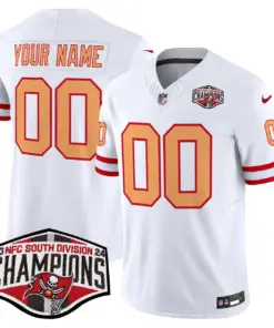 Tampa Bay Buccaneers Nike Throwback 2024 NFC South Division Champions Patch Vapor Custom Limited Stitched Jersey - Orange - Image 4