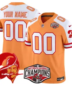Tampa Bay Buccaneers Nike Throwback 2024 NFC South Division Champions Patch Vapor Custom Limited Stitched Jersey - Orange