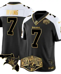 Alternative view of Baker Mayfield Tampa Bay Buccaneers Nike 2024 NFC South Division Champions Patch Gold Vapor Limited Stitched Jersey - Black