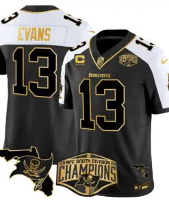 Baker Mayfield Tampa Bay Buccaneers Nike 2024 NFC South Division Champions Patch Gold Vapor Limited Stitched Jersey - Black - Image 4