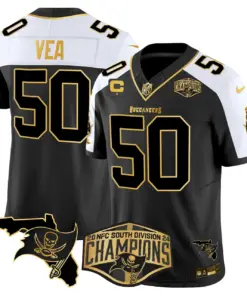 Baker Mayfield Tampa Bay Buccaneers Nike 2024 NFC South Division Champions Patch Gold Vapor Limited Stitched Jersey - Black - Image 6