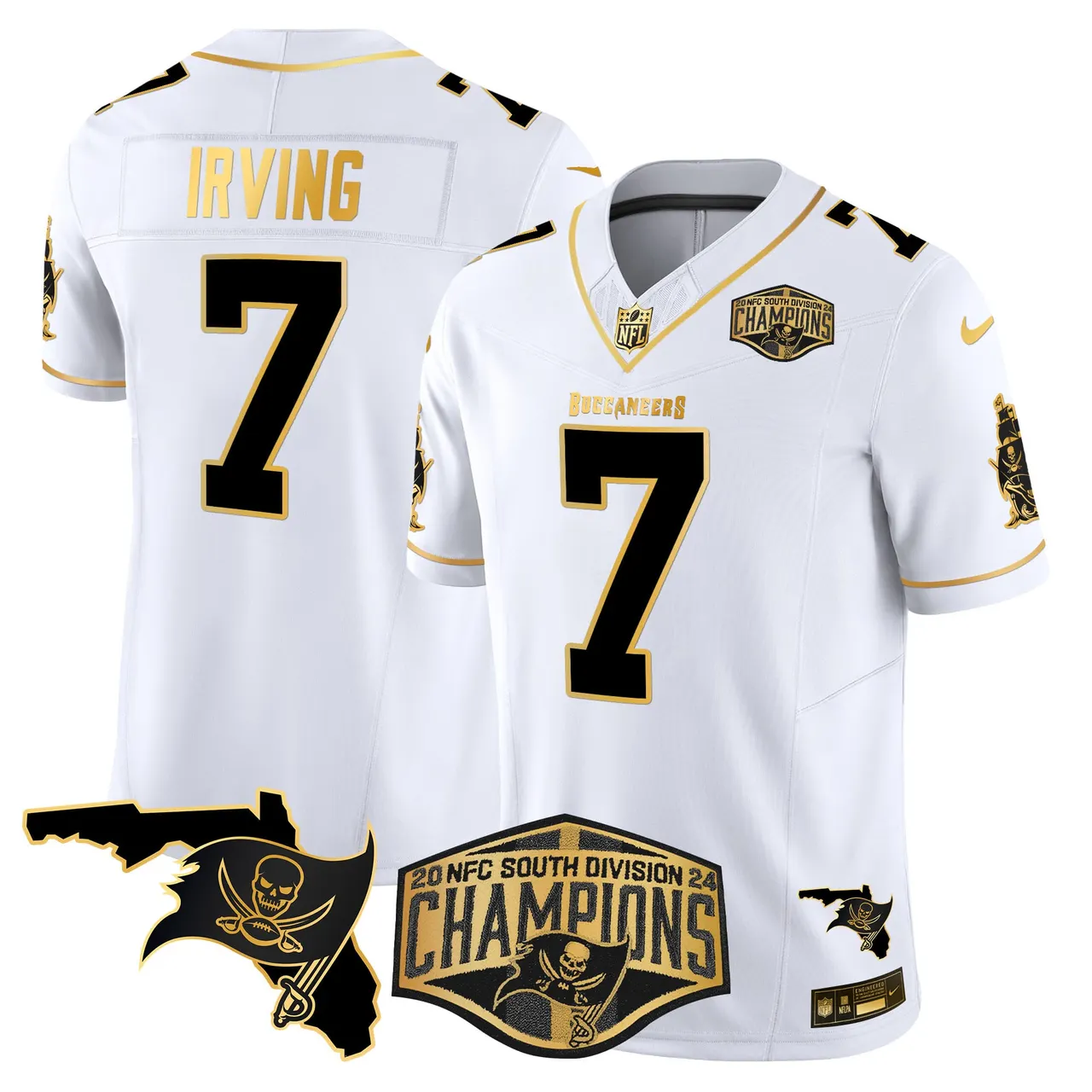 Baker Mayfield Tampa Bay Buccaneers Nike 2024 NFC South Division Champions Patch Gold Vapor Limited Stitched Jersey - Black - Image 10