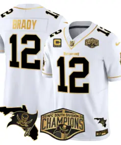 Baker Mayfield Tampa Bay Buccaneers Nike 2024 NFC South Division Champions Patch Gold Vapor Limited Stitched Jersey - Black - Image 11