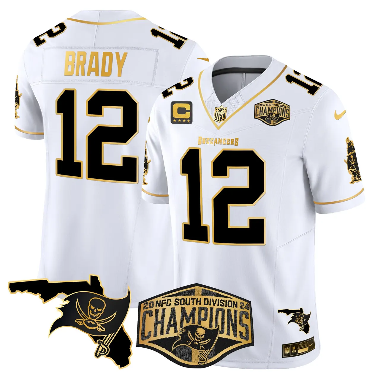 Baker Mayfield Tampa Bay Buccaneers Nike 2024 NFC South Division Champions Patch Gold Vapor Limited Stitched Jersey - Black - Image 11