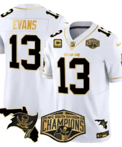 Baker Mayfield Tampa Bay Buccaneers Nike 2024 NFC South Division Champions Patch Gold Vapor Limited Stitched Jersey - Black - Image 12
