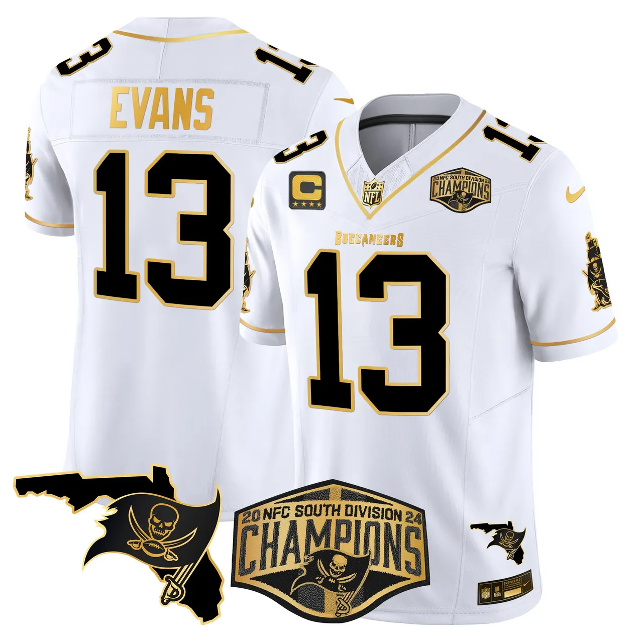 Baker Mayfield Tampa Bay Buccaneers Nike 2024 NFC South Division Champions Patch Gold Vapor Limited Stitched Jersey - Black - Image 12