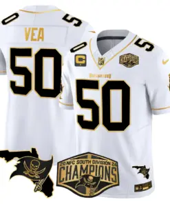 Baker Mayfield Tampa Bay Buccaneers Nike 2024 NFC South Division Champions Patch Gold Vapor Limited Stitched Jersey - Black - Image 14