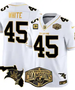 Baker Mayfield Tampa Bay Buccaneers Nike 2024 NFC South Division Champions Patch Gold Vapor Limited Stitched Jersey - Black - Image 16
