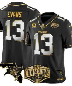 Baker Mayfield Tampa Bay Buccaneers Nike 2024 NFC South Division Champions Patch Gold Vapor Limited Stitched Jersey - Black - Image 28