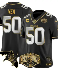 Baker Mayfield Tampa Bay Buccaneers Nike 2024 NFC South Division Champions Patch Gold Vapor Limited Stitched Jersey - Black - Image 30
