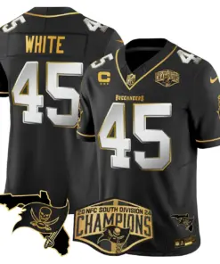 Baker Mayfield Tampa Bay Buccaneers Nike 2024 NFC South Division Champions Patch Gold Vapor Limited Stitched Jersey - Black - Image 32