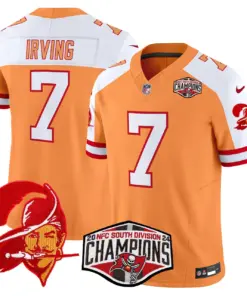Alternative view of Baker Mayfield Tampa Bay Buccaneers Nike Throwback 2024 NFC South Division Champions Patch Vapor Limited Stitched Jersey - Orange