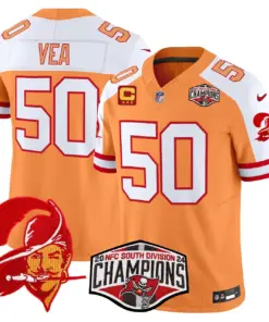 Baker Mayfield Tampa Bay Buccaneers Nike Throwback 2024 NFC South Division Champions Patch Vapor Limited Stitched Jersey - Orange - Image 6