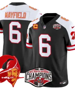 Baker Mayfield Tampa Bay Buccaneers Nike Throwback 2024 NFC South Division Champions Patch Vapor Limited Stitched Jersey - Orange - Image 8