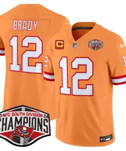 Baker Mayfield Tampa Bay Buccaneers Nike Throwback 2024 NFC South Division Champions Patch Vapor Limited Stitched Jersey - Orange - Image 17