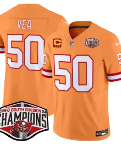 Baker Mayfield Tampa Bay Buccaneers Nike Throwback 2024 NFC South Division Champions Patch Vapor Limited Stitched Jersey - Orange - Image 20