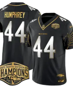 Derrick Henry Baltimore Ravens Nike Maryland 2024 AFC North Division Champions Patch Gold Vapor Limited Stitched Jersey - Black - Image 5
