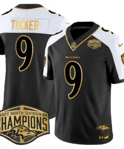 Derrick Henry Baltimore Ravens Nike Maryland 2024 AFC North Division Champions Patch Gold Vapor Limited Stitched Jersey - Black - Image 12