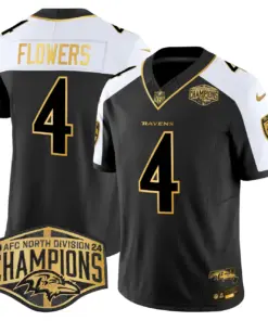 Derrick Henry Baltimore Ravens Nike Maryland 2024 AFC North Division Champions Patch Gold Vapor Limited Stitched Jersey - Black - Image 16