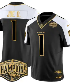 Derrick Henry Baltimore Ravens Nike Maryland 2024 AFC North Division Champions Patch Gold Vapor Limited Stitched Jersey - Black - Image 18