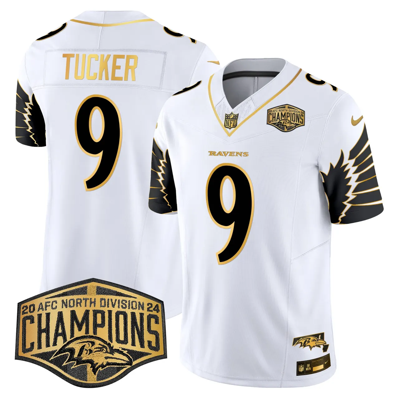 Derrick Henry Baltimore Ravens Nike Maryland 2024 AFC North Division Champions Patch Gold Vapor Limited Stitched Jersey - Black - Image 21