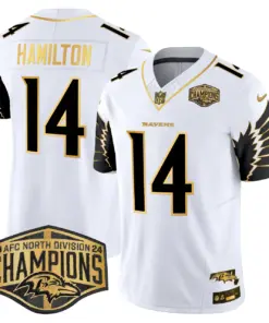 Derrick Henry Baltimore Ravens Nike Maryland 2024 AFC North Division Champions Patch Gold Vapor Limited Stitched Jersey - Black - Image 22