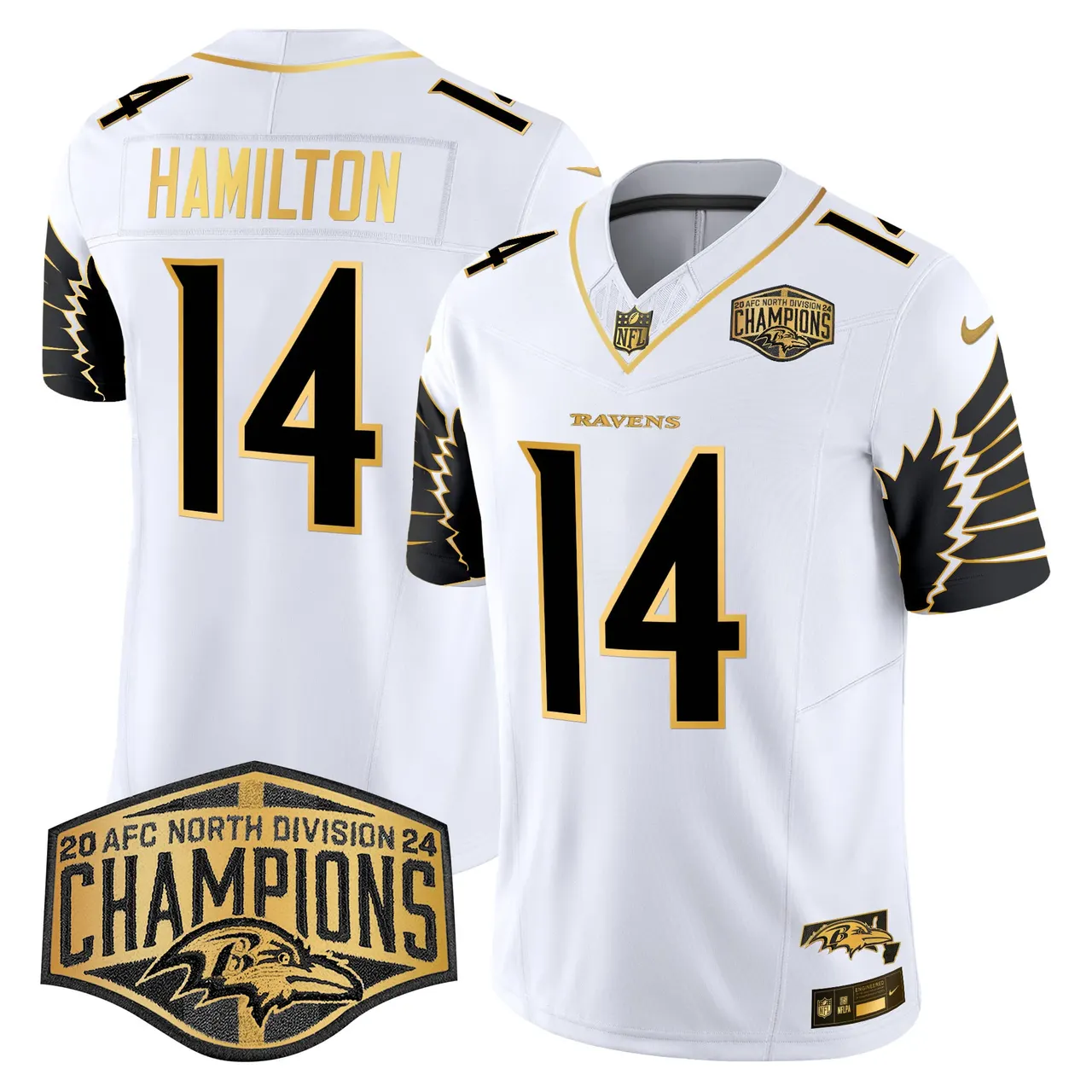 Derrick Henry Baltimore Ravens Nike Maryland 2024 AFC North Division Champions Patch Gold Vapor Limited Stitched Jersey - Black - Image 22