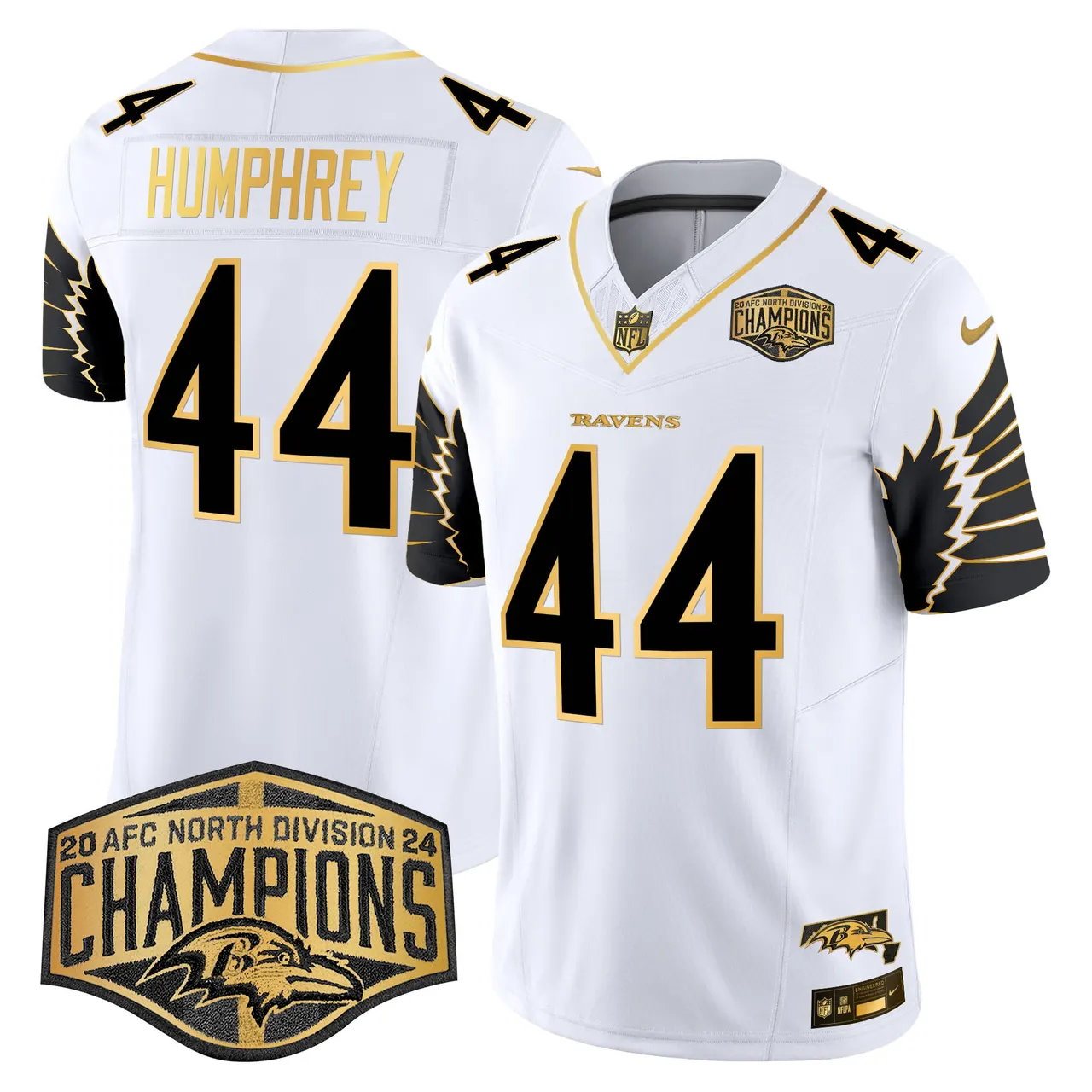 Derrick Henry Baltimore Ravens Nike Maryland 2024 AFC North Division Champions Patch Gold Vapor Limited Stitched Jersey - Black - Image 23