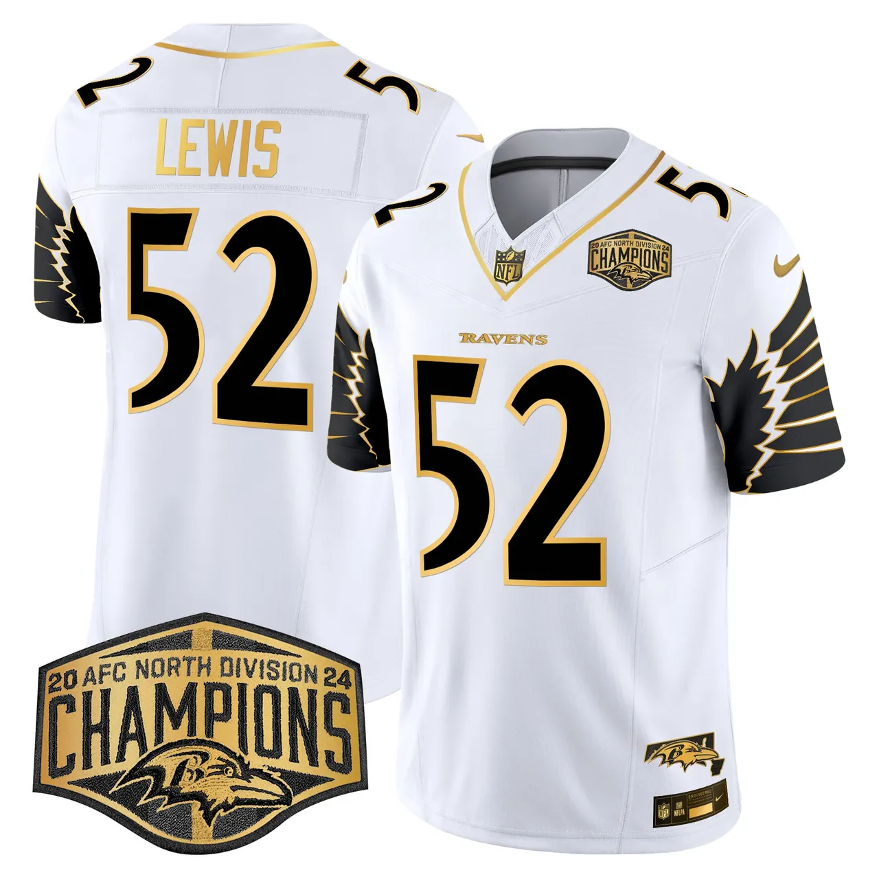 Derrick Henry Baltimore Ravens Nike Maryland 2024 AFC North Division Champions Patch Gold Vapor Limited Stitched Jersey - Black - Image 24