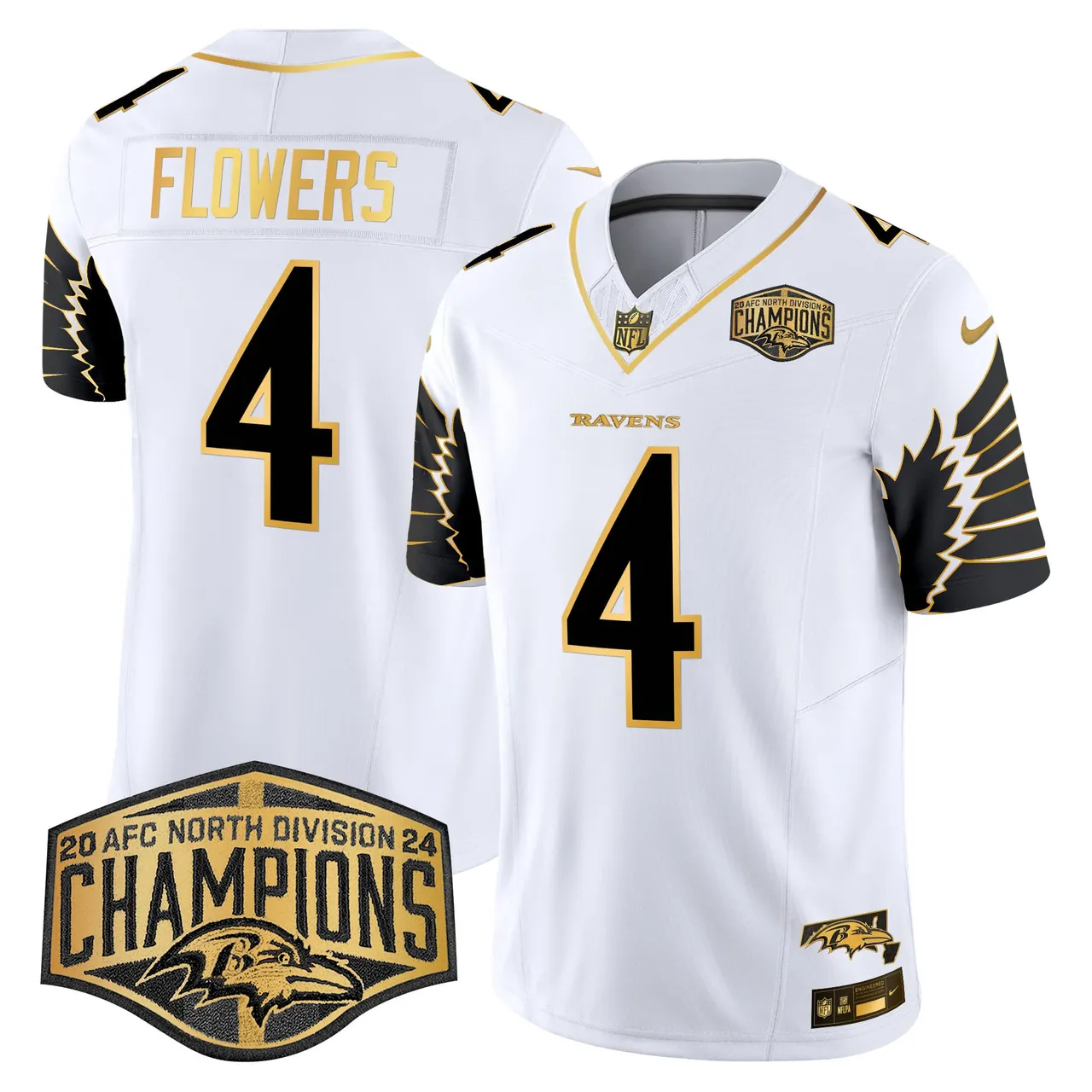 Derrick Henry Baltimore Ravens Nike Maryland 2024 AFC North Division Champions Patch Gold Vapor Limited Stitched Jersey - Black - Image 25