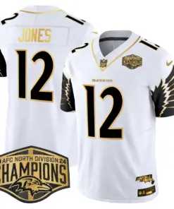 Derrick Henry Baltimore Ravens Nike Maryland 2024 AFC North Division Champions Patch Gold Vapor Limited Stitched Jersey - Black - Image 26