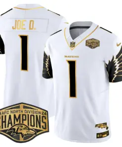 Derrick Henry Baltimore Ravens Nike Maryland 2024 AFC North Division Champions Patch Gold Vapor Limited Stitched Jersey - Black - Image 27