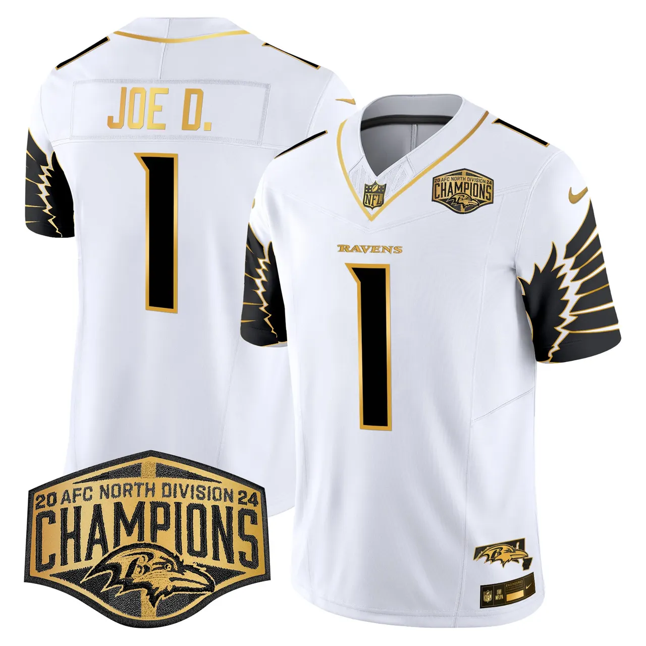 Derrick Henry Baltimore Ravens Nike Maryland 2024 AFC North Division Champions Patch Gold Vapor Limited Stitched Jersey - Black - Image 27