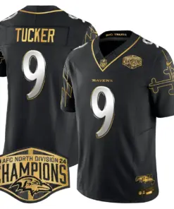 Derrick Henry Baltimore Ravens Nike Maryland Flag Map 2024 AFC North Division Champions Patch Gold Vapor Limited Stitched Jersey - Black - Image 3