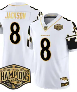 Derrick Henry Baltimore Ravens Nike Maryland Flag Map 2024 AFC North Division Champions Patch Gold Vapor Limited Stitched Jersey - Black - Image 18