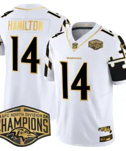 Derrick Henry Baltimore Ravens Nike Maryland Flag Map 2024 AFC North Division Champions Patch Gold Vapor Limited Stitched Jersey - Black - Image 20