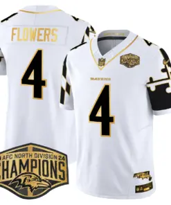 Derrick Henry Baltimore Ravens Nike Maryland Flag Map 2024 AFC North Division Champions Patch Gold Vapor Limited Stitched Jersey - Black - Image 23