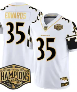 Derrick Henry Baltimore Ravens Nike Maryland Flag Map 2024 AFC North Division Champions Patch Gold Vapor Limited Stitched Jersey - Black - Image 24
