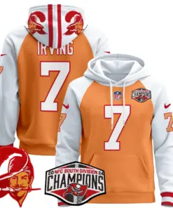 Alternative view of Baker Mayfield Tampa Bay Buccaneers Nike Throwback 2024 NFC South Division Champions Patch Stitched Pullover Hoodie - Orange