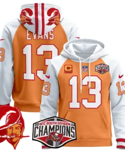 Baker Mayfield Tampa Bay Buccaneers Nike Throwback 2024 NFC South Division Champions Patch Stitched Pullover Hoodie - Orange - Image 4