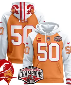 Baker Mayfield Tampa Bay Buccaneers Nike Throwback 2024 NFC South Division Champions Patch Stitched Pullover Hoodie - Orange - Image 6